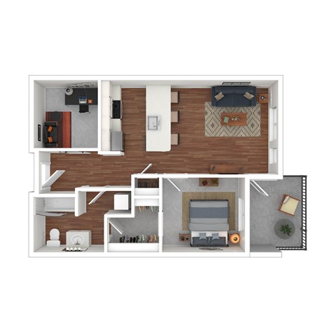 Floor plan for 1 bed, 1 bath, 792 sqft